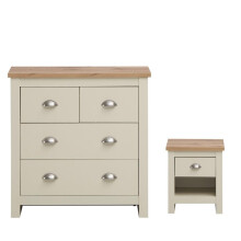 Lisbon 2 Piece 2+2 Chest of Drawers 1 Drawer Bedside Table Cream