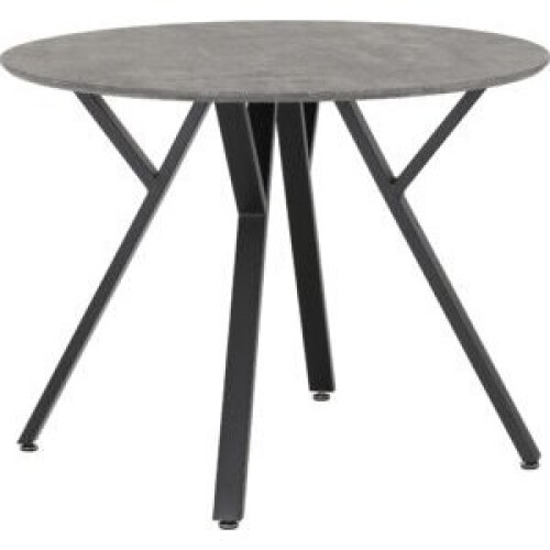 Seconique Athens Round Dining Table Concrete Effect Top Black Metal legs