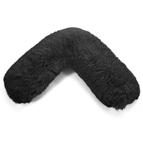 (Black, V Pillow with Case) Teddy Cuddles V Shape Pillow Case For Support