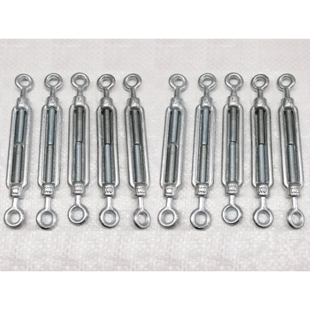 (16MM, Pack of 10) Eye & Eye Galvanised Turnbuckles from 5MM - 33MM