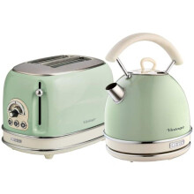 ARPK11 Ariete Retro Dome Kettle & 2-Slice Toaster Set – Vintage Green, 1.7L Kettle, 6 Browning Levels
