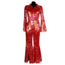 (M) 70's Mamma Mia / Disco Jumpsuit - Red Hologram