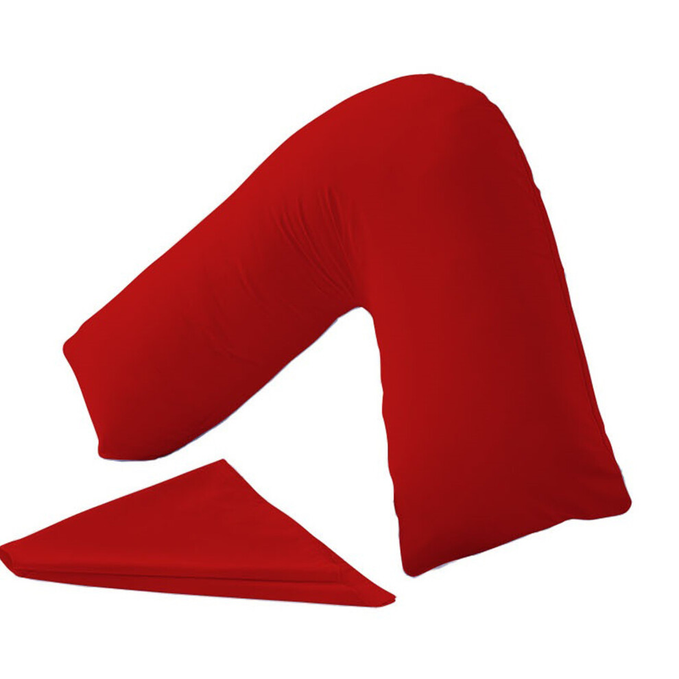 (Red, Plain V- Pillow Case Only) Ease Care V Pillow Case Back Neck Nursing Support