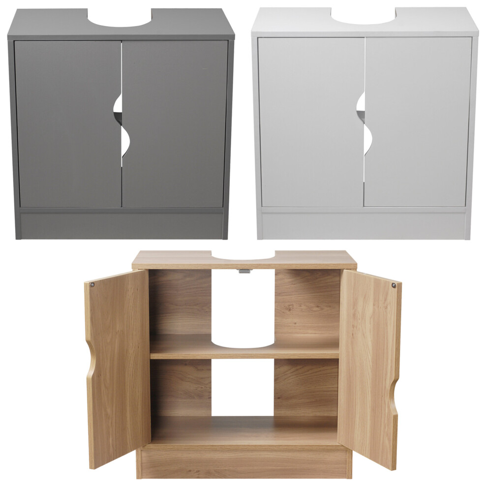 (Grey) Partial Pedestal Bathroom Under Cupboard Storage