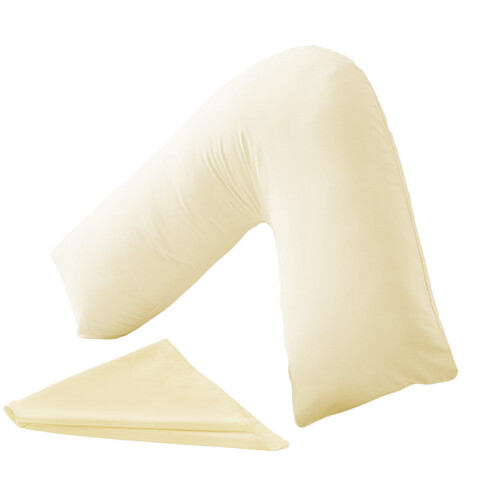 (Cream, Plain V- Pillow Case Only) Ease Care V Pillow Case Back Neck Nursing Support