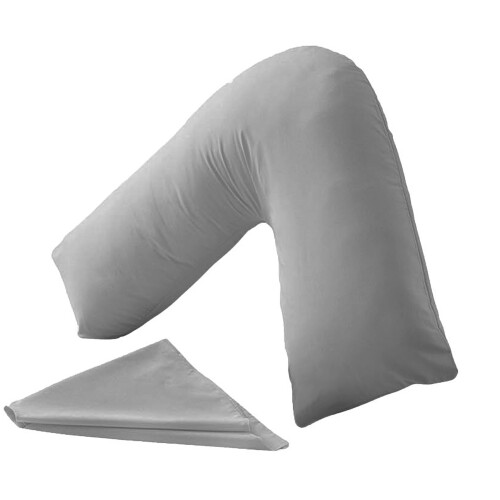 (Grey, Plain V- Pillow Case Only) Ease Care V Pillow Case Back Neck Nursing Support