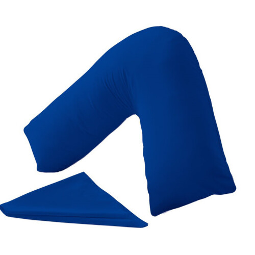 (Royal Blue , Plain V- Pillow Case Only) Ease Care V Pillow Case Back Neck Nursing Support