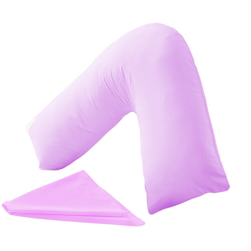 (Lilac , Plain V- Pillow Case Only) Ease Care V Pillow Case Back Neck Nursing Support