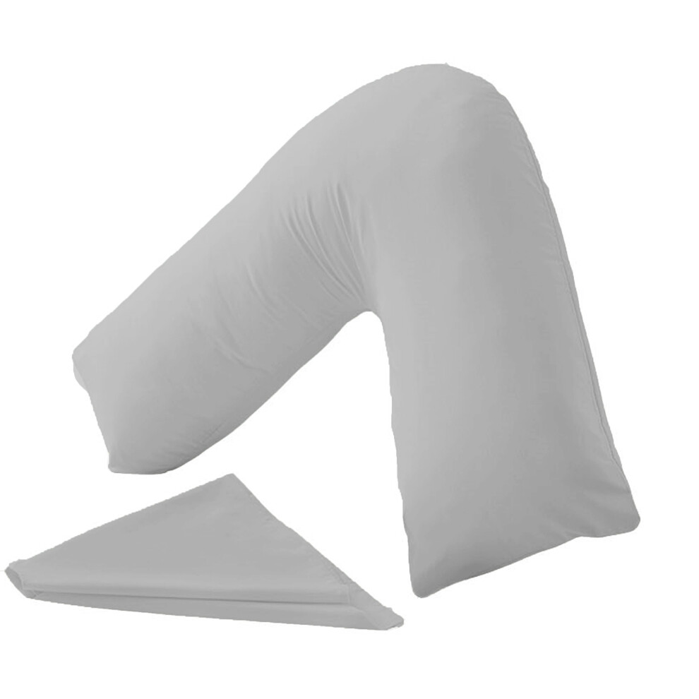 (Silver, Plain V- Pillow Case Only) Ease Care V Pillow Case Back Neck Nursing Support