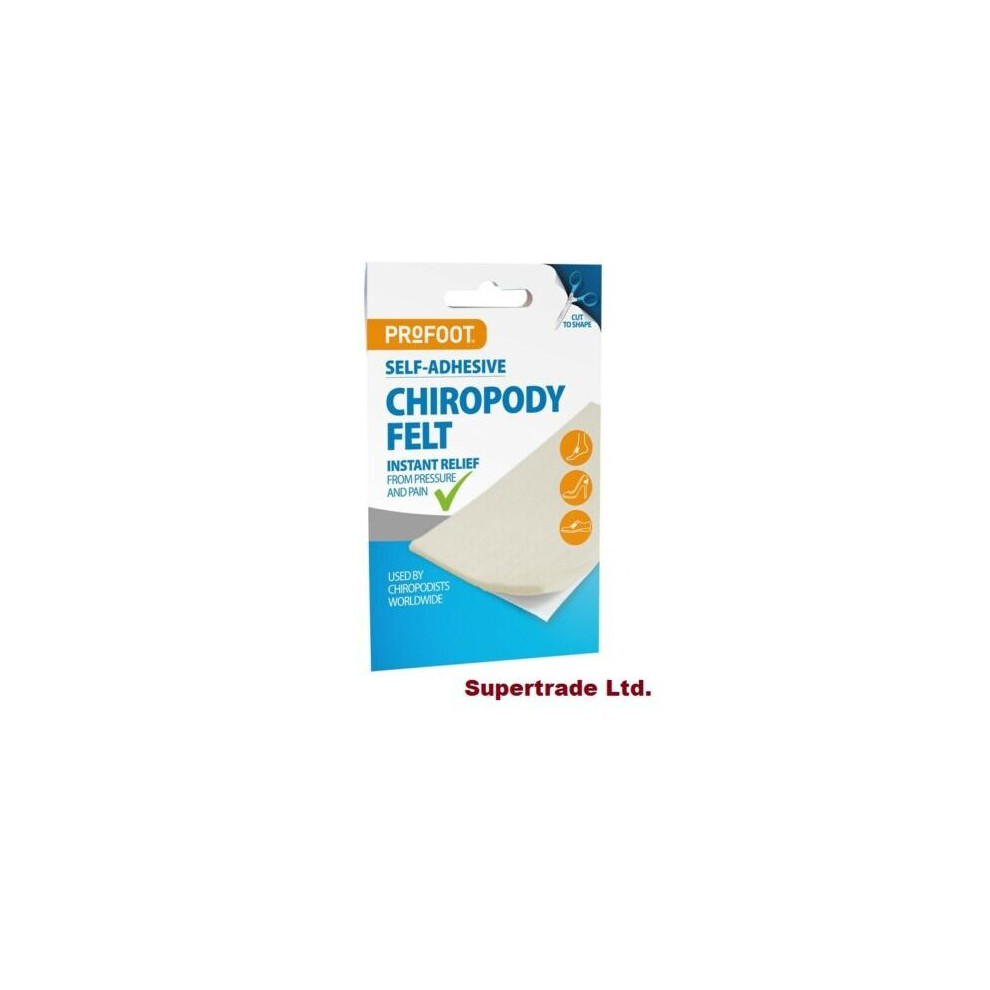 Profoot Chiropody Felt - Instant Pressure & Pain Relief, Self-Adhesive Padding For Bunions, Blisters & Calluses
