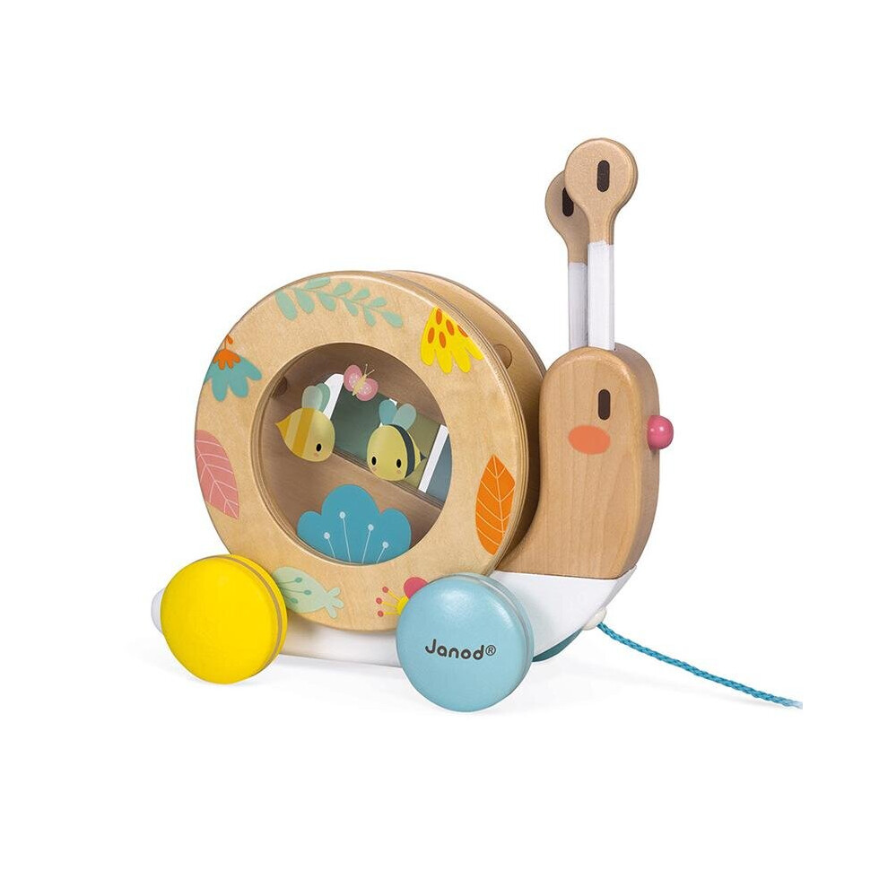Janod Pure Pull Along Snail - Plush Soft Toy