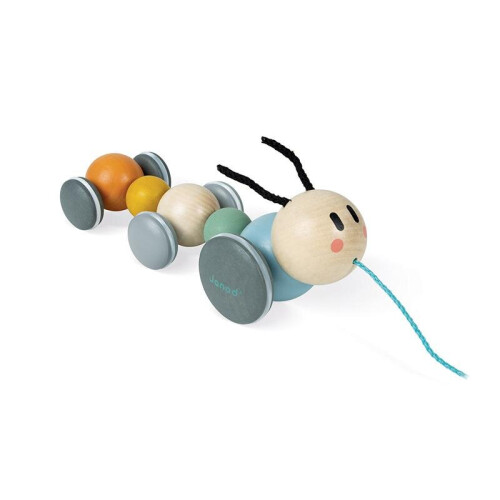 Janod Janod Sweet Cocoon Pull-Along Caterpillar - Plush Soft Toy 2