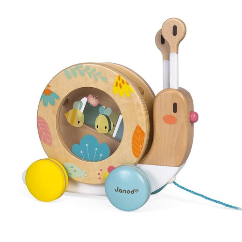 Janod Janod Pure Pull Along Snail - Plush Soft Toy 1