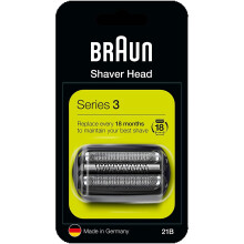 Braun Series 3 21B Shaver Head Replacement - Black, Compatible with Series 3 Shavers, Easy Click-On Fit