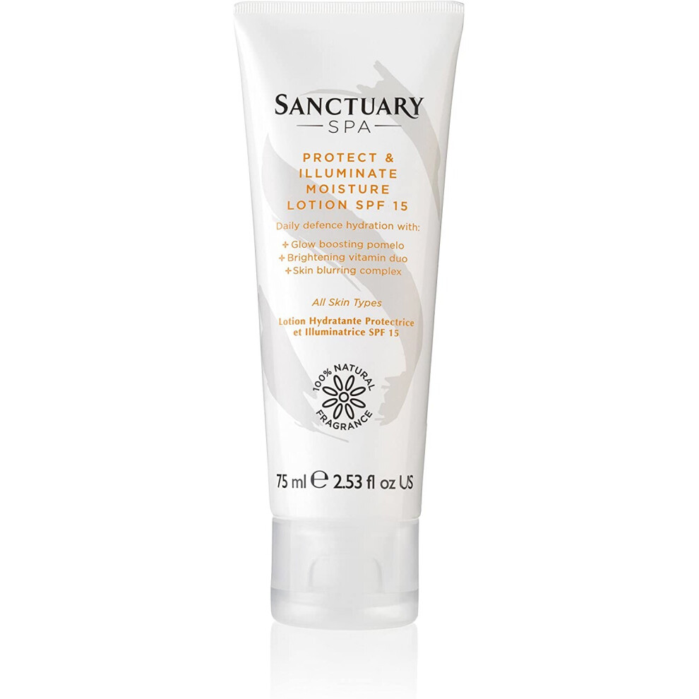 Sanctuary Spa Face Cream, Protect and Illuminate Moisture Lotion SPF 15, Face Moisturiser, 75 ml