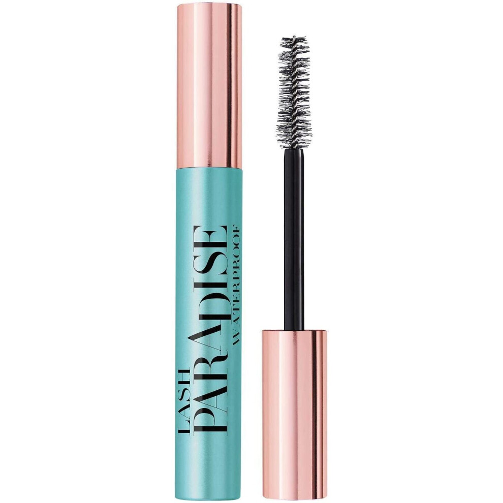 LâOrÃal Paris Paradise (Waterproof Black), Intense Volume, Castor Oil-Enriched, Suitable for Sensitive Eyes, Soft Mascara Brush Included