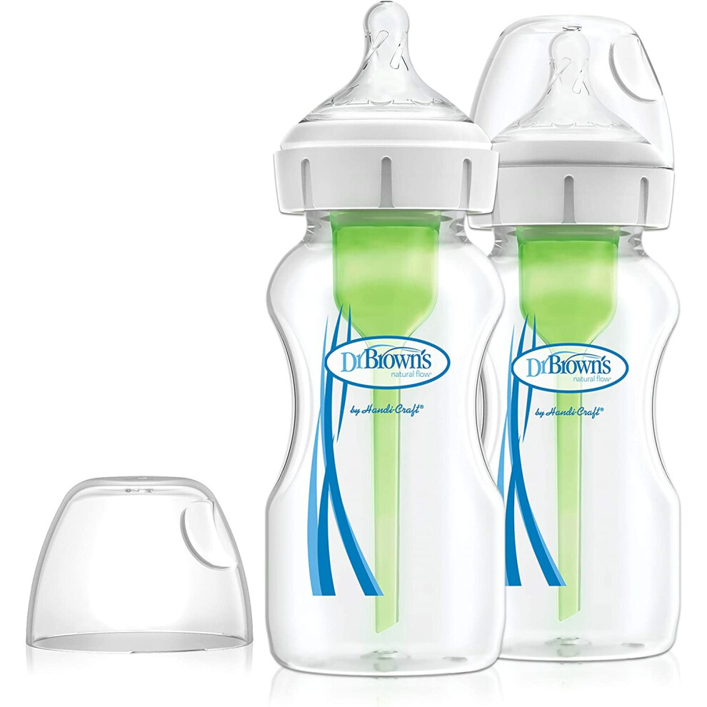 Dr Brown's Options+ Anti-Colic Wide Neck Baby Bottles, 270ml Twin Pack