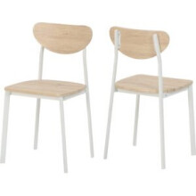 Riley Chair Light Oak Effect Veneer With White Metal Legs