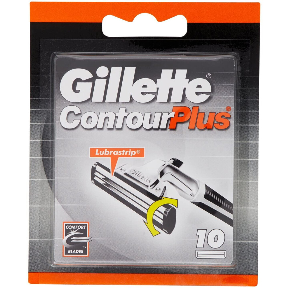 Gillette Contour Plus Razor Blades for Men with Comfort System, Pack of 10 Refill Blades