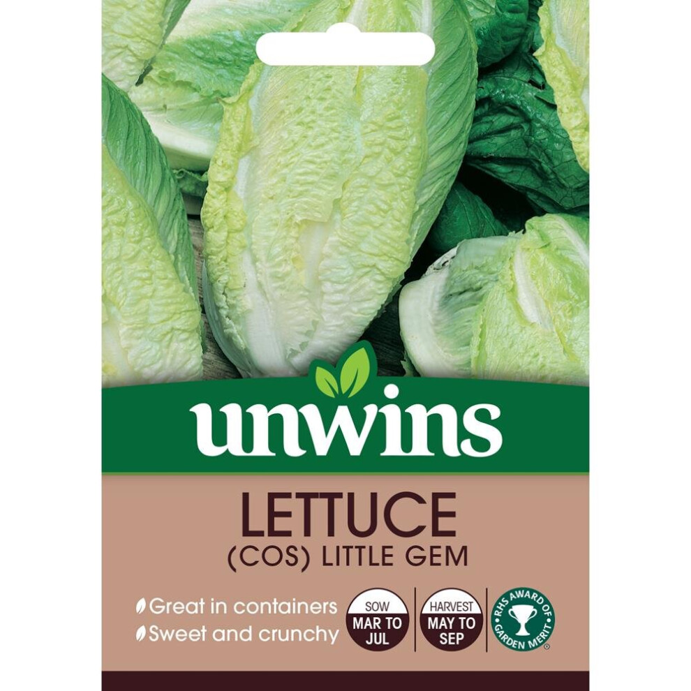 Unwins Grow Your Own Cos Little Gem Lettuce Vegetable Seeds Dark