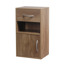 (Oak) 1 Door 1 Drawer Wooden Bedroom Bedside Cabinet
