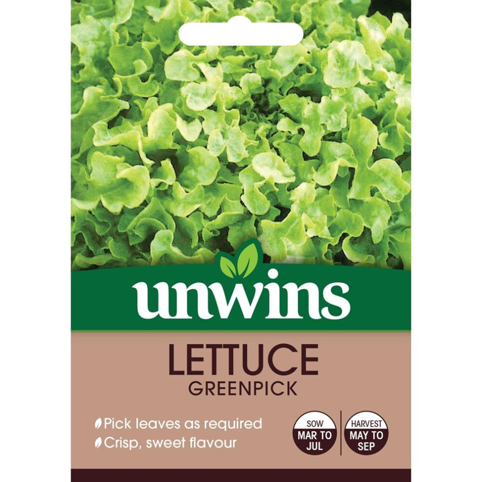 Unwins Grow Your Own Crisp Sweet Greenpick Lettuce Vegetable Seeds Light/Green