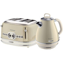 Ariete ARPK19 Retro Style Jug Kettle and 4 Slice Toaster Set, Vintage Design - Cream