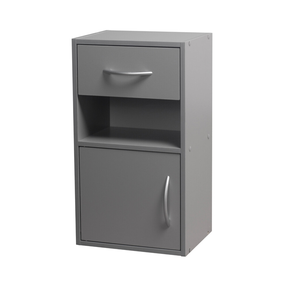 (Grey) 1 Door 1 Drawer Wooden Bedroom Bedside Cabinet