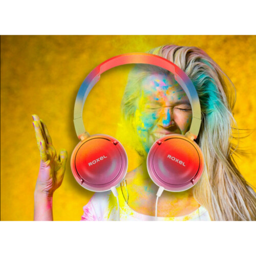 Roxel RX110 Rainbow Ergonomic Lightweight Wired Foldable Headphones with Mic 1