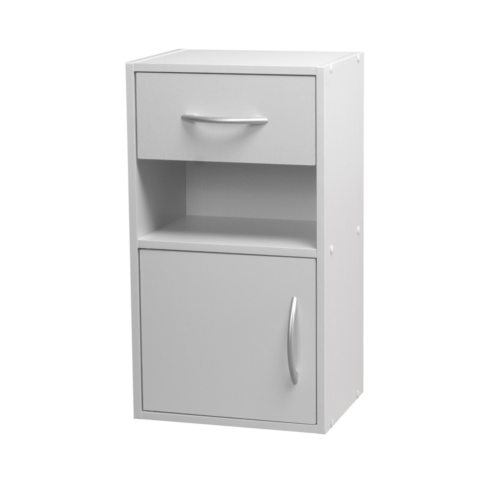 (White) 1 Door 1 Drawer Wooden Bedroom Bedside Cabinet