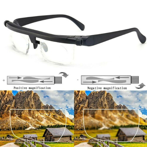 Lens Dial Adjustable Glasses Variable Focus Reading Distance Vision Eyeglasses