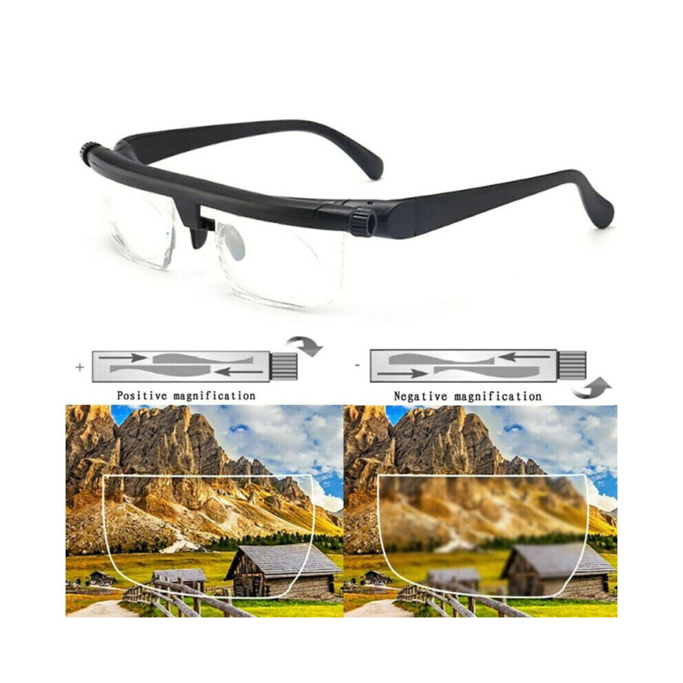 Lens Dial Adjustable Glasses Variable Focus Reading Distance Vision Eyeglasses