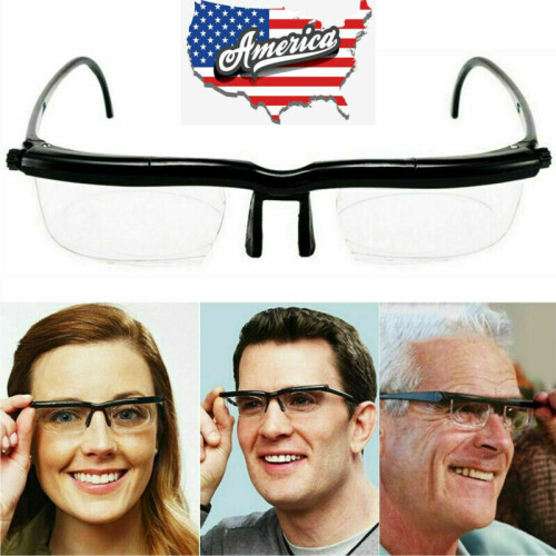 Dial Adjustable Glasses Variable Focus For Reading Distance Vision  Eyeglasses