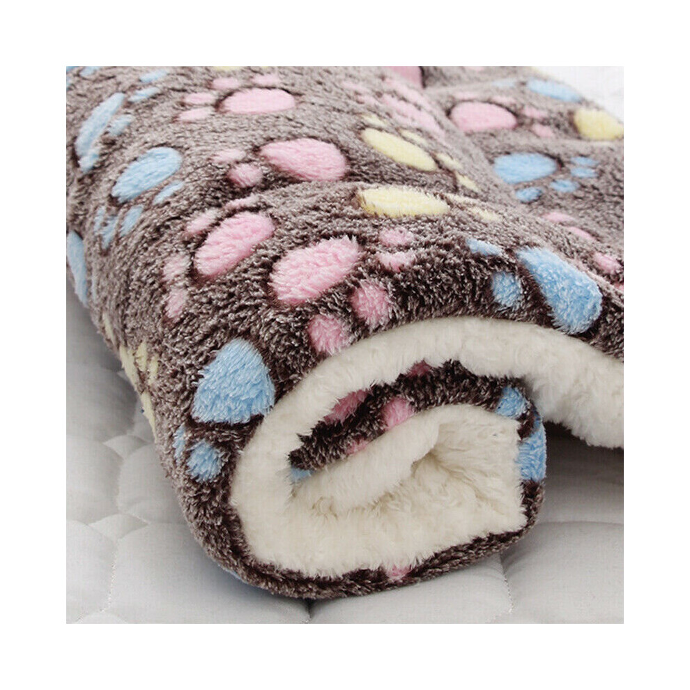 (MultiColour Footprint, 49*32cm) Pet Cat Puppy Dog Quite Soft Blanket Bed Mattress Kennel Crate Winter Large Mat-image-OPC-P6NSGV8-NEW