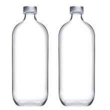 (2x 1.1L) Pasabahce Reusable Glass Water Bottle 1.1L/500ml