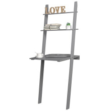 (Grey) White Or Grey Ladder Computer Desk + Two Shelves