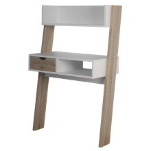 Oak & White Ladder Desk 1 Drawer Shelf Wooden Bedroom Computer Table