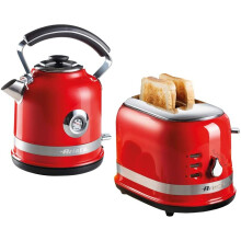 Ariete ARPK30 Moderna Cordless Kettle and 2 Slice Toaster Set, Stainless Steel Body - Red