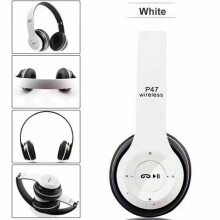 (white) Wireless Bluetooth Headset Gaming Headphones Foldable Stereo Noise Cancelling