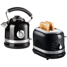 Ariete ARPK31 Moderna Cordless Kettle and 2 Slice Toaster Set, Stainless Steel Body - Black