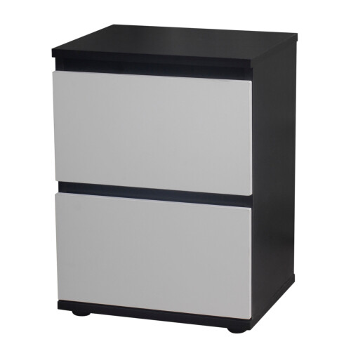 Skagen (Black Carcass and White Drawers) 2 Drawer Wooden Bedside Cabinet Side Table