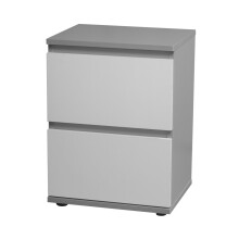 (Grey Carcass and White Drawers) 2 Drawer Wooden Bedside Cabinet Side Table
