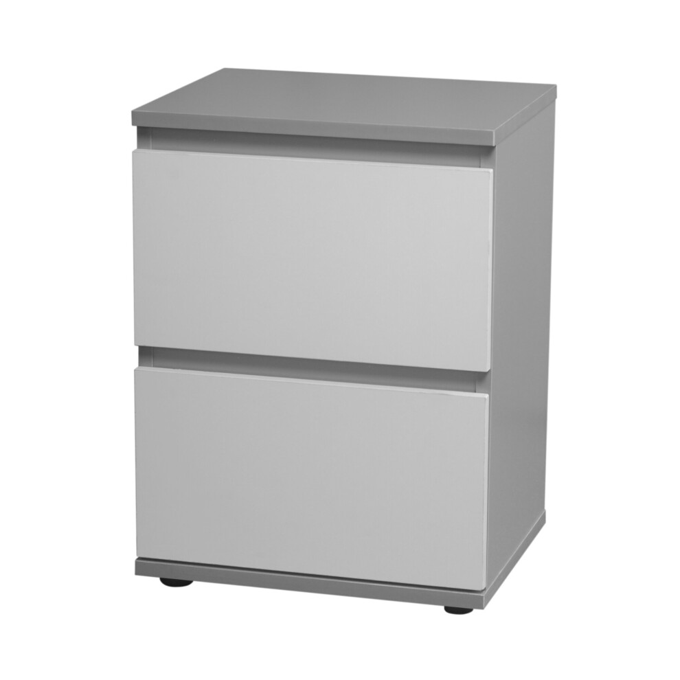 Skagen ( Carcass And White Drawers) 2 Drawer Wooden Bedside Cabinet Side Table Grey