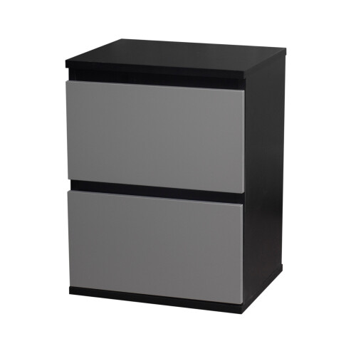 Skagen (Black Carcass and Grey Drawers) 2 Drawer Wooden Bedside Cabinet Side Table