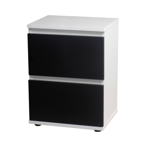 Skagen (White Carcass and Black Drawers) 2 Drawer Wooden Bedside Cabinet Side Table