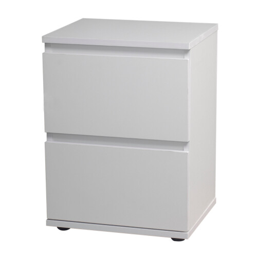 Skagen (White Carcass and White Drawers) 2 Drawer Wooden Bedside Cabinet Side Table