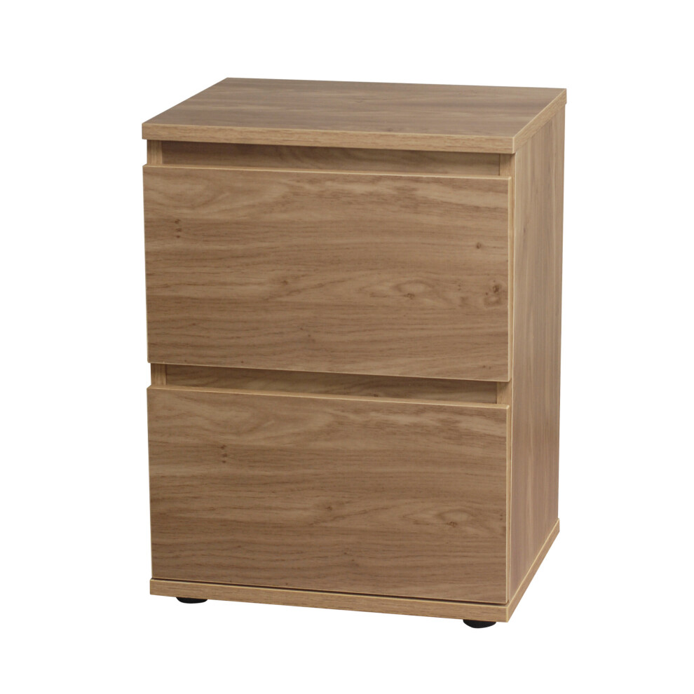 (Oak Carcass and Oak Drawers) 2 Drawer Wooden Bedside Cabinet Side Table