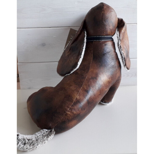 Sitting Faux Leather Dachshund Door Stop 2