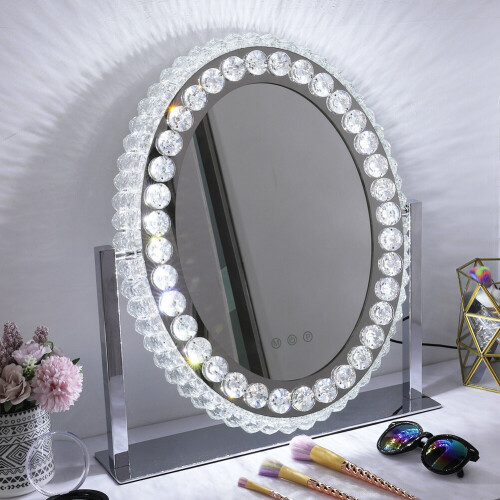 Living And Home Dimmable Led Light Crystal Hollywood Makeup Mirror 2