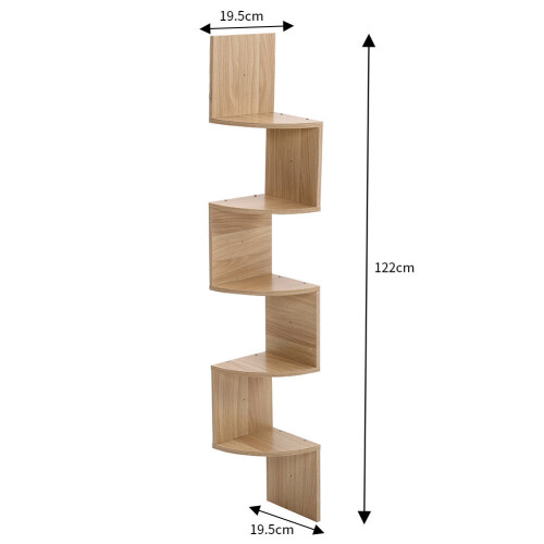 Living And Home 5-Tier Wooden Floating Corner Shelves Display Bookcase 2